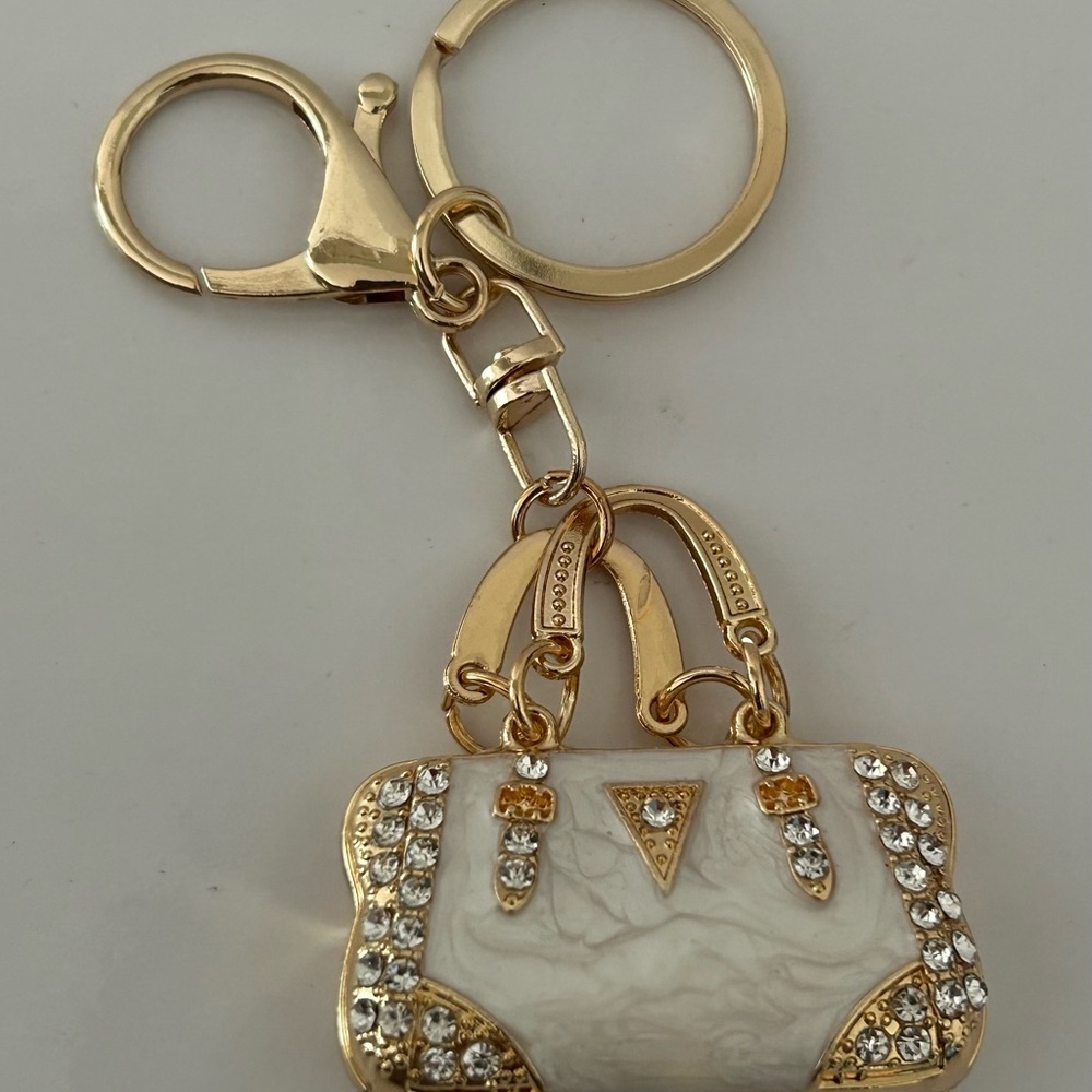 White Purse Bag Charm Keychain Handbag Charm - Picture 7 of 10